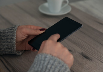 woman hand smart phone