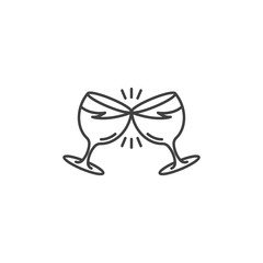 Champagne glass, wine cheers. Vector icon template