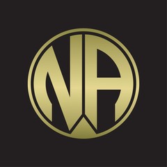 NA Logo monogram circle with piece ribbon style on gold colors