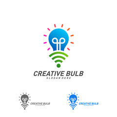 Wifi light bulb logo design concept vector, Smart Bulb logo template for business