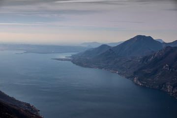 Fototapeta na wymiar view to the Garda lake in Italy from the Monte Baldo