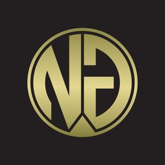 NG Logo monogram circle with piece ribbon style on gold colors