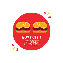 Burger, fast food colorful vector special offer banner, label, icon.