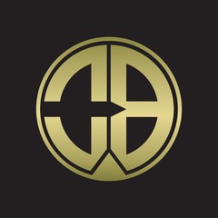 OB Logo monogram circle with piece ribbon style on gold colors