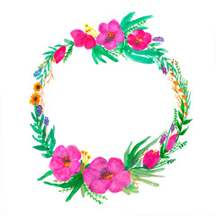 Floral Wreath In Watercolor