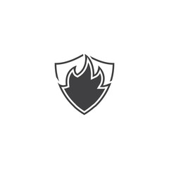 Obraz premium Flame protection, fire shield. Vector logo icon template
