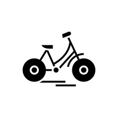 Bycicle black icon, concept illustration, vector flat symbol, glyph sign.
