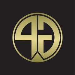 PG Logo monogram circle with piece ribbon style on gold colors
