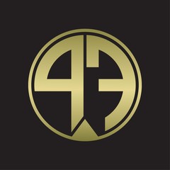 Obraz premium PF Logo monogram circle with piece ribbon style on gold colors