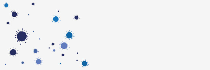 Coronavirus cells on the white backdrop.
