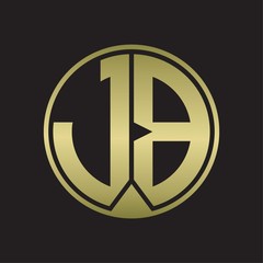 JB Logo monogram circle with piece ribbon style on gold colors