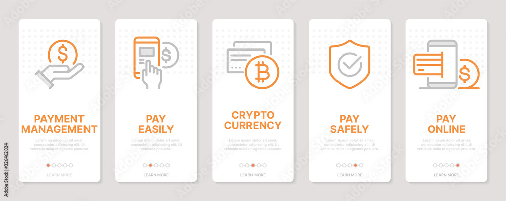 Poster startup related vertical cards. mobile app onboarding screens templates for a website. icons with ed