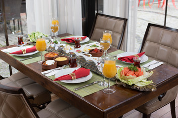 gorgeous breakfast table and drinks