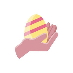 hand with easter egg icon, colorful and flat style design