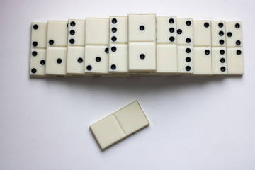 Steps or stairs from an old domino on a white background with shadows and place for text. An empty...