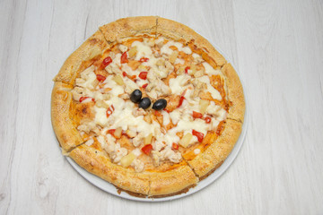 Hawaiian Pizza isolated on a white background 