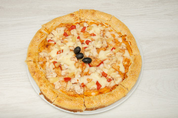 Hawaiian Pizza isolated on a white background 