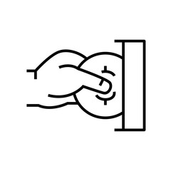 Insert money line icon, concept sign, outline vector illustration, linear symbol.
