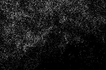 White Grainy Texture Isolated On Black Background. Dust Overlay. Light Coloured Noise Granules. Snow Vector Elements. Digitally Generated Image. Illustration, Eps 10.