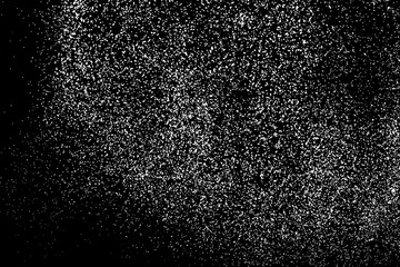 White Grainy Texture Isolated On Black Background. Dust Overlay. Light Coloured Noise Granules. Snow Vector Elements. Digitally Generated Image. Illustration, Eps 10.