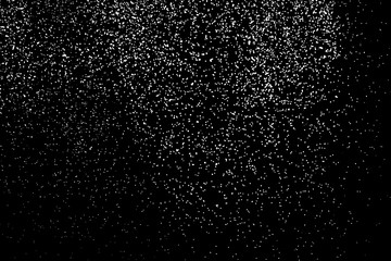 White Grainy Texture Isolated On Black Background. Dust Overlay. Light Coloured Noise Granules. Snow Vector Elements. Digitally Generated Image. Illustration, Eps 10.