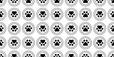 dog paw seamless pattern footprint vector rope french bulldog polka dot icon scarf isolated repeat wallpaper tile background cartoon doodle illustration white design