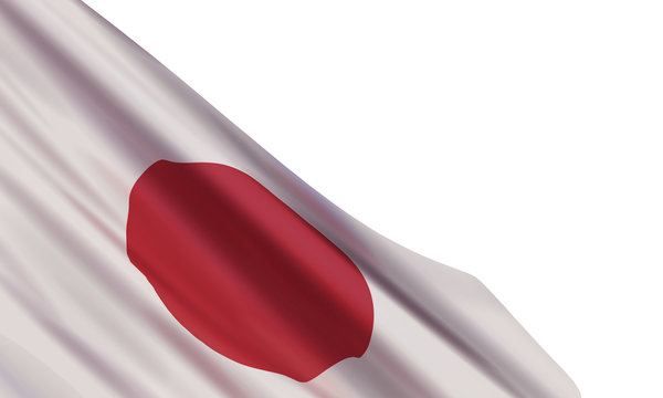 The realistic Flag of Japan isolated on a white background. Vector element for National Foundation Day, Constitution Memorial Day, Culture Day.