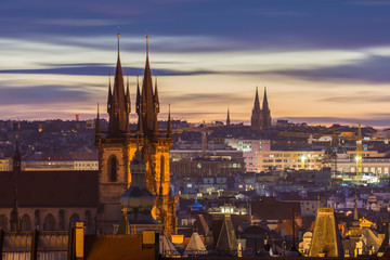 Obraz premium Prague cityscape at sunrise, Czech Republic