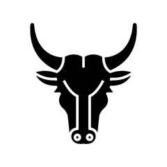 Bull avatar black icon, concept illustration, vector flat symbol, glyph sign.