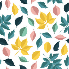 Fototapeta na wymiar Vector seamless pattern with autumn leaves