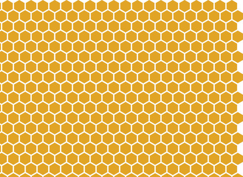 A simple image of a wax bee honeycomb. Flat vector background for branding products from honey, wax, bee medicines. Label packing apiary promotion, beekeeper.