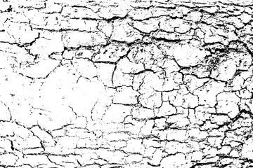 Distressed overlay texture of rough surface, cracked wood, tree bark. Grunge background. one color graphic resource.