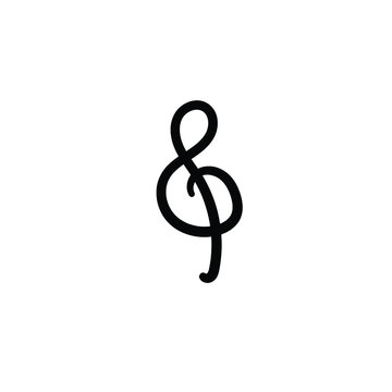 Simple vector icon. Hand drawn g clef. 