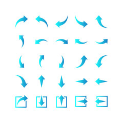 arrow vector icons. direction signs. blue gradient arrows