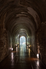 Fototapeta na wymiar the old tunnel of Wat Umong Suan Puthatham temple in Chiang Mai, Thailand