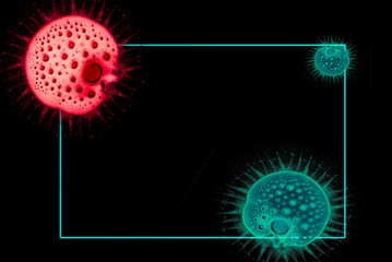 Coronavirus dangerous red cell background with copyspace, conceptual composition