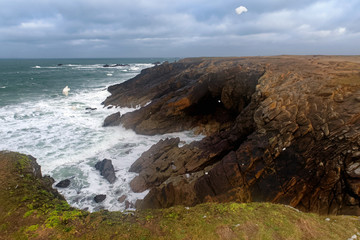 Waves and foam on the Quiberon wild coast
