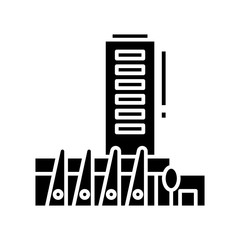 Buildings black icon, concept illustration, vector flat symbol, glyph sign.