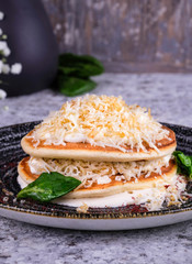 pancakes with cheese and greens 