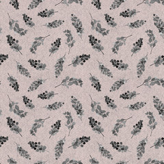Watercolor eucalyptus branches seamless pattern. Hand painted floral texture with plant objects on pastel background. Natural tropical wallpaper