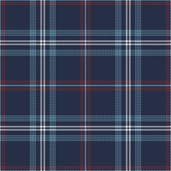 Tartan plaid pattern background. Seamless blue, red, and white check plaid texture for scarf, flannel shirt, blanket, throw, upholstery, or other modern autumn or winter textile design.