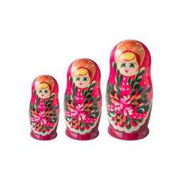 Set of Russian doll matryoshka or babushka isolated on white background