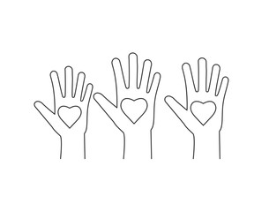 Charity, hand, volunteer icon. Vector illustration, flat design.