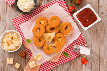 Fried cheese ring.