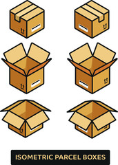 Set of cardboard parcel boxes. Animation Ready