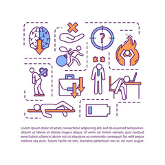 Absence of motivation concept icon with text. Anxiety, low energy. Reduced productivity. PPT page vector template. Brochure, magazine, booklet design element with linear illustrations
