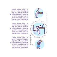 Unmotivated worker concept icon with text. Skipping work. Absenteeism. Depression. PPT page vector template. Brochure, magazine, booklet design element with linear illustrations