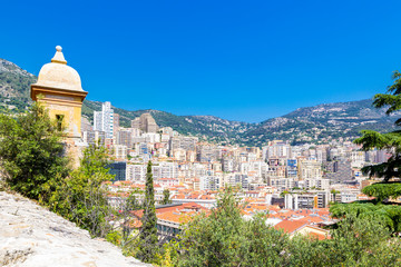 Fototapeta na wymiar Cityscape of Monte Carlo in principality of Monaco, southern France