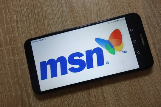KONSKIE, POLAND - December 09, 2018: MSN logo displayed on smartphone