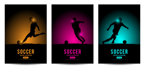 Set of Soccer banners with players. Modern posters design.